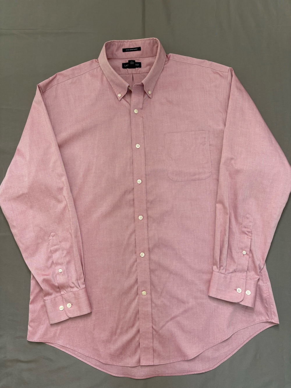 Lands' End Men's Light Pink Button-Down Shirt Size 17/34